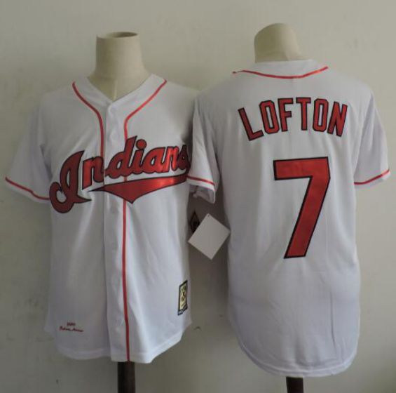 Men Cleveland Indians 7 Kenny Lofton White Throwback 1995 MLB Jerseys